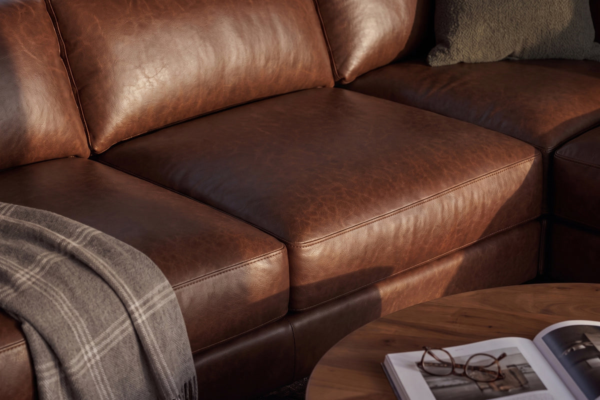 Serena Distressed Leather Corner Sectional Sofa