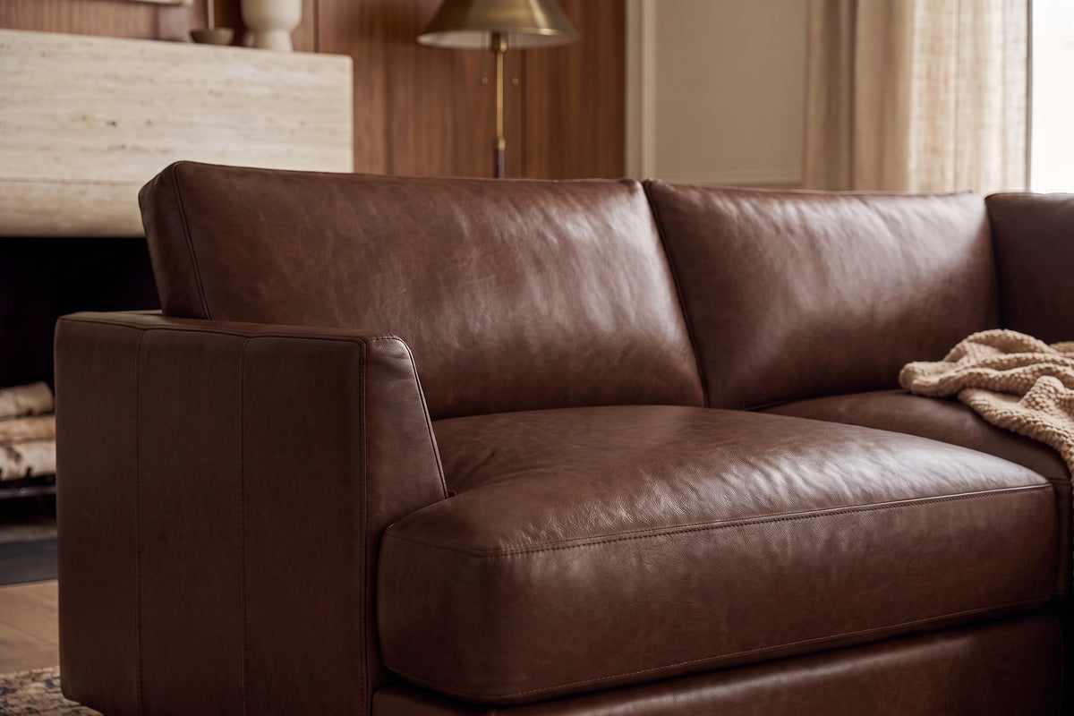 Serena Distressed Leather Corner Sectional Sofa