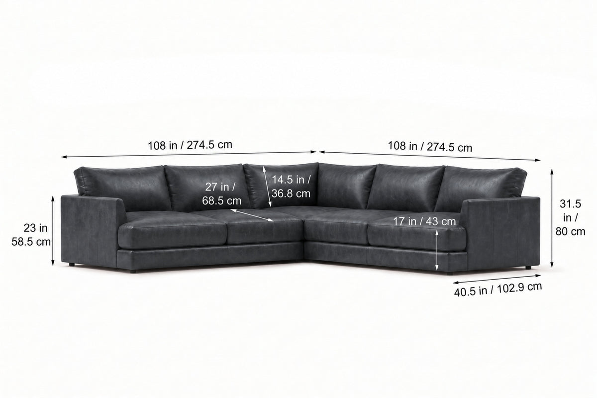 Serena Distressed Leather Corner Sectional Sofa