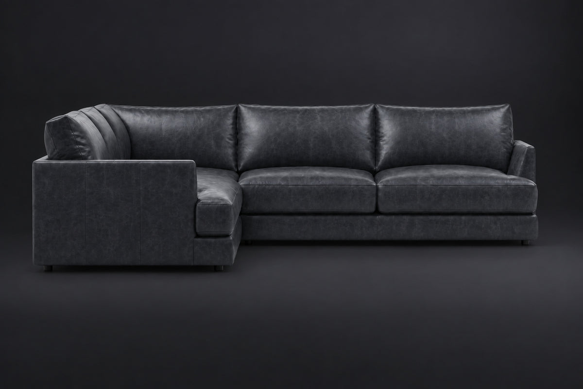 Serena Distressed Leather Corner Sectional Sofa