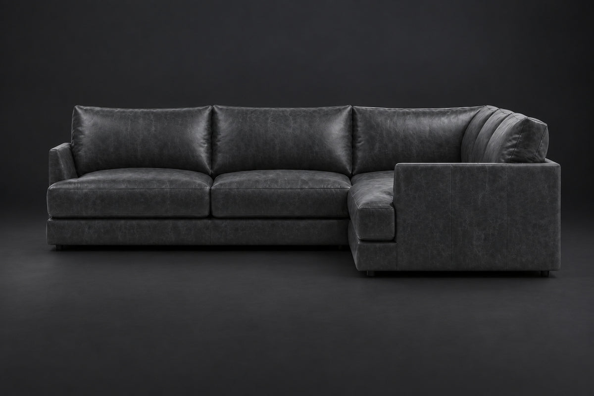 Serena Distressed Leather Corner Sectional Sofa