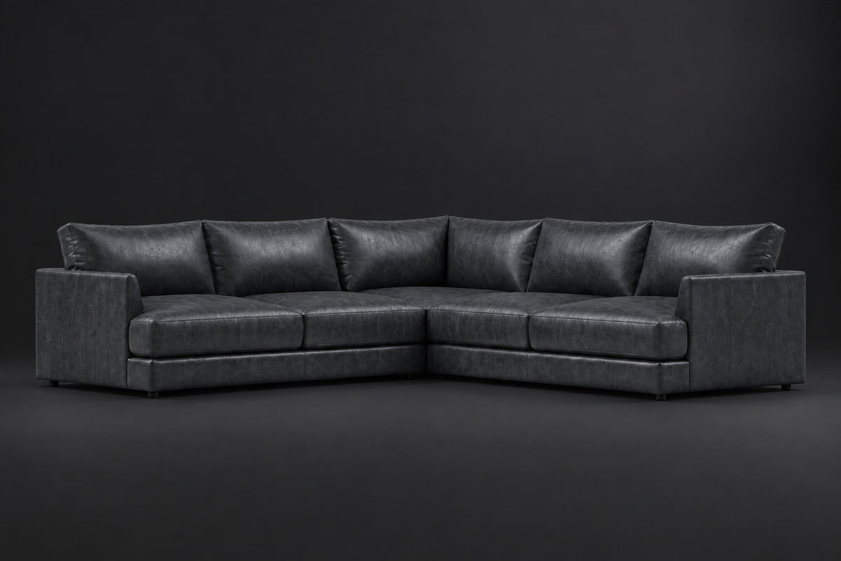 Serena Distressed Leather Corner Sectional Sofa