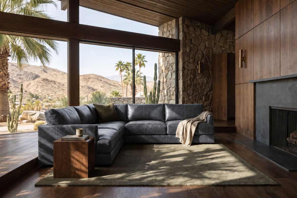 Serena Distressed Leather Corner Sectional Sofa