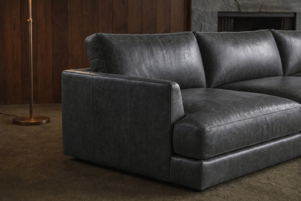 Serena Distressed Leather Corner Sectional Sofa