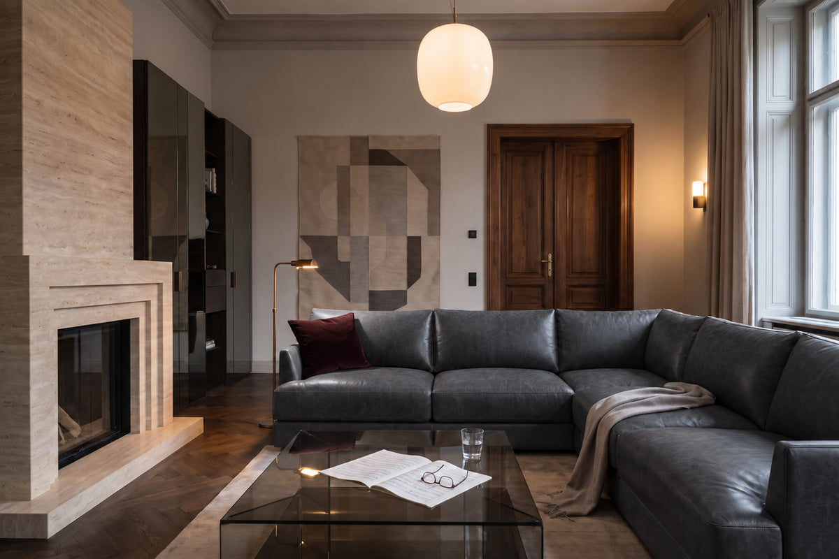 Serena Distressed Leather Corner Sectional Sofa