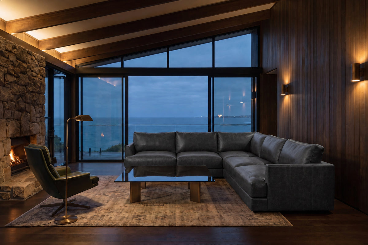 Serena Distressed Leather Corner Sectional Sofa