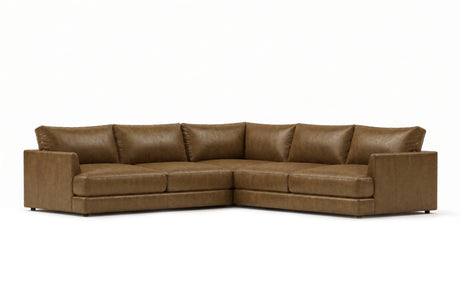 Serena corner Sectional in distressed Italian aniline leather