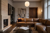 Serena corner Sectional in distressed Italian aniline leather