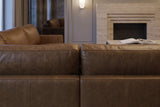 Serena corner Sectional in distressed Italian aniline leather