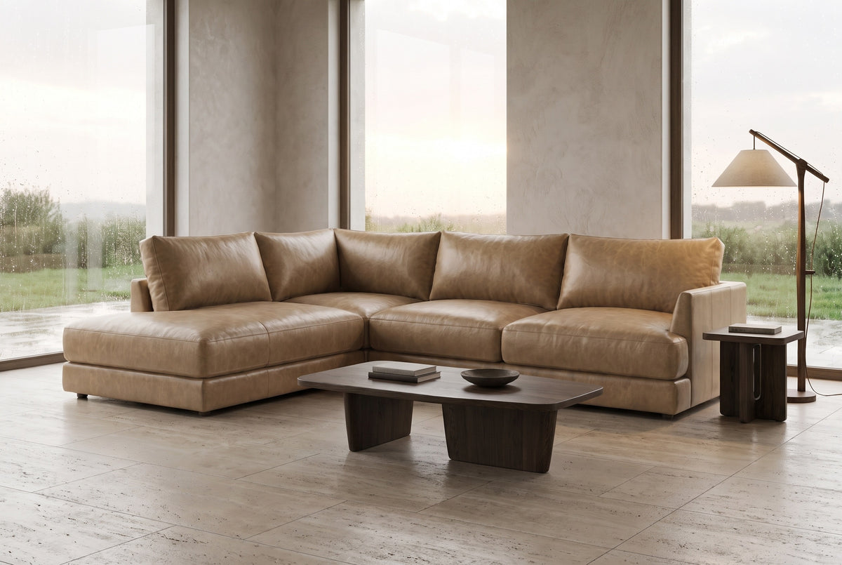 Serena Distressed Leather Sectional Sofa