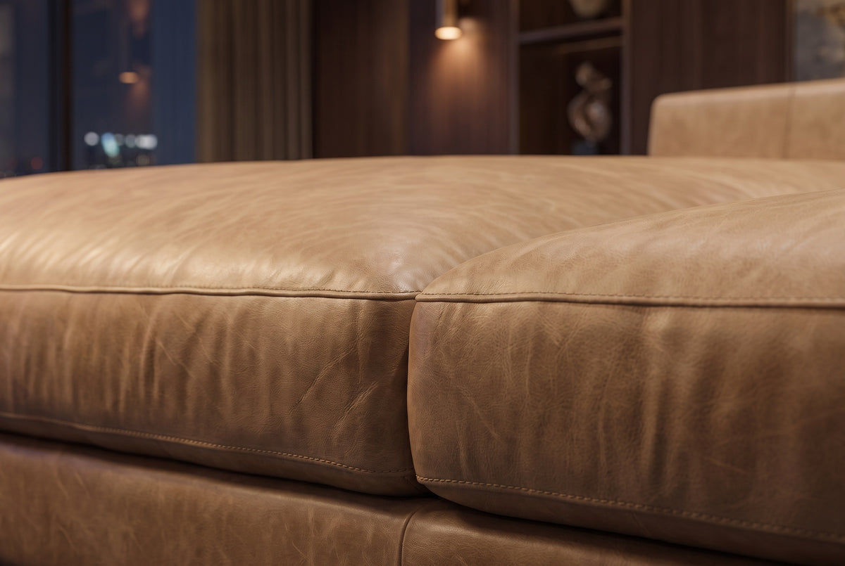 Serena Distressed Leather Sectional Sofa
