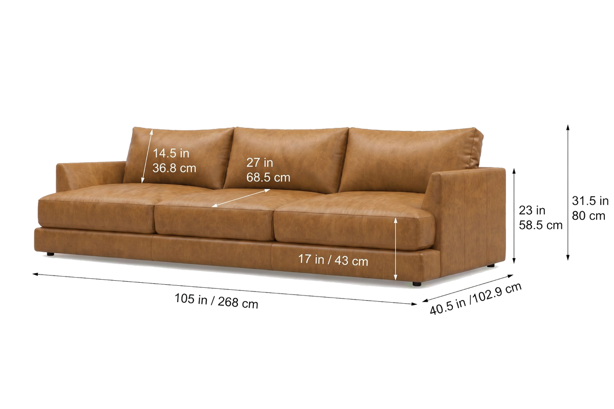 Serena sofa in distressed Italian aniline leather