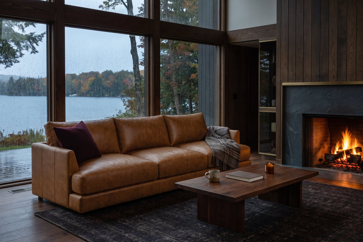 Serena sofa in distressed Italian aniline leather