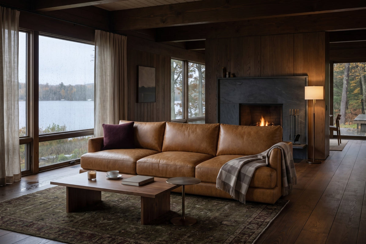 Serena sofa in distressed Italian aniline leather