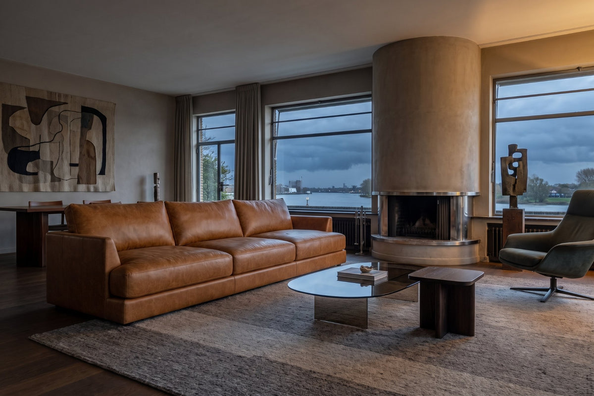 Serena sofa in distressed Italian aniline leather