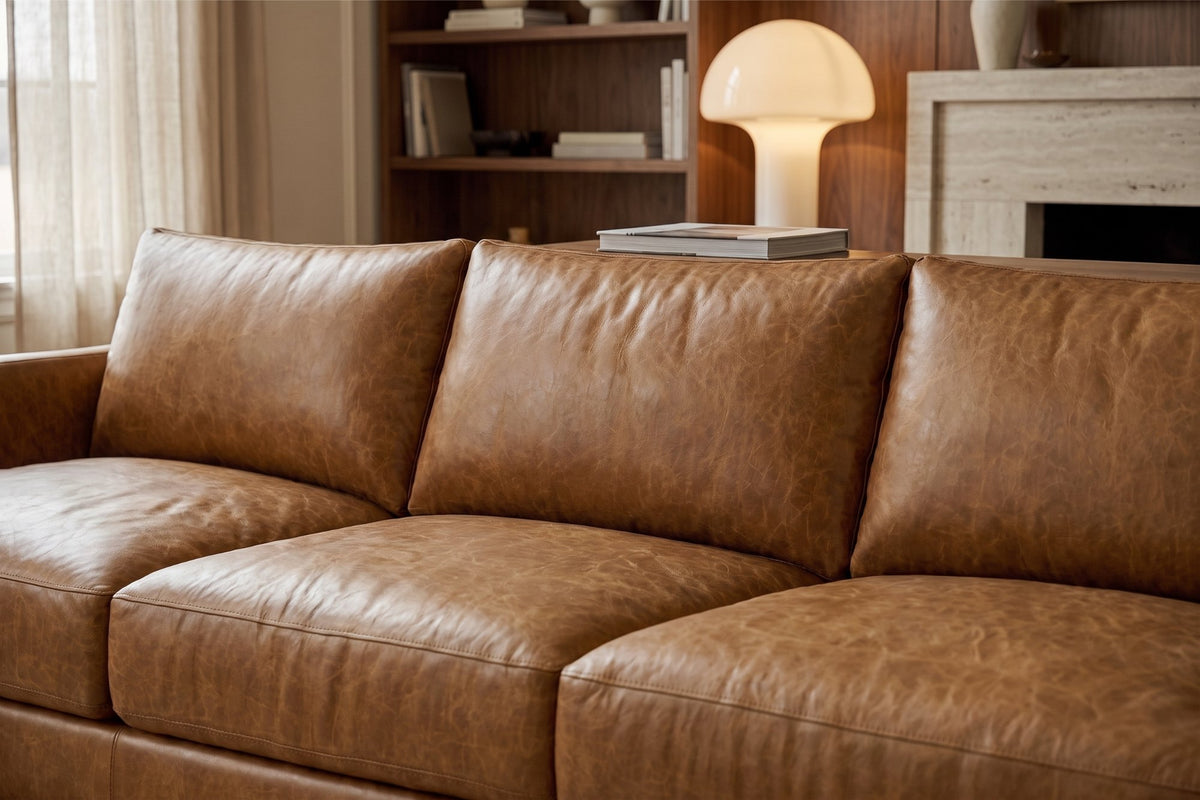 Serena sofa in distressed Italian aniline leather
