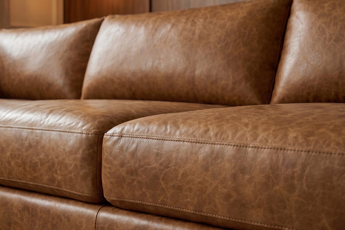Serena sofa in distressed Italian aniline leather
