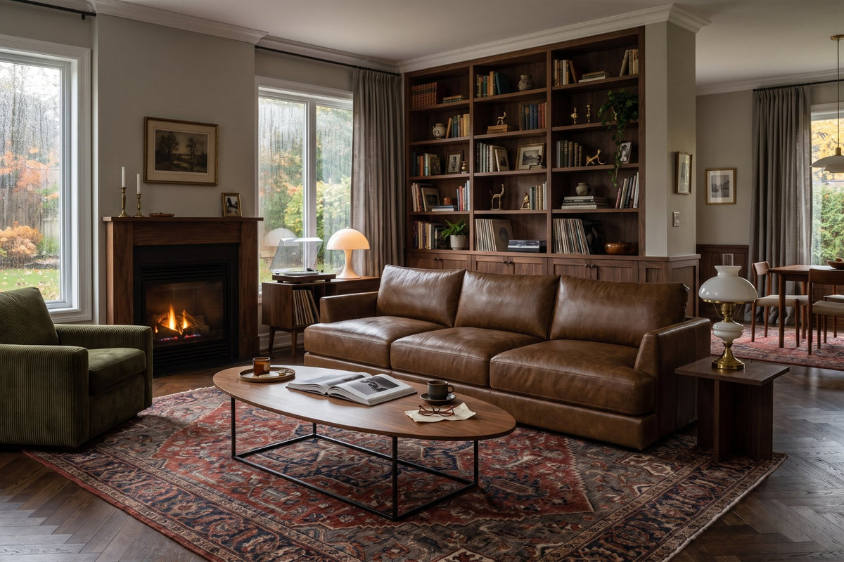 Serena sofa in distressed Italian aniline leather