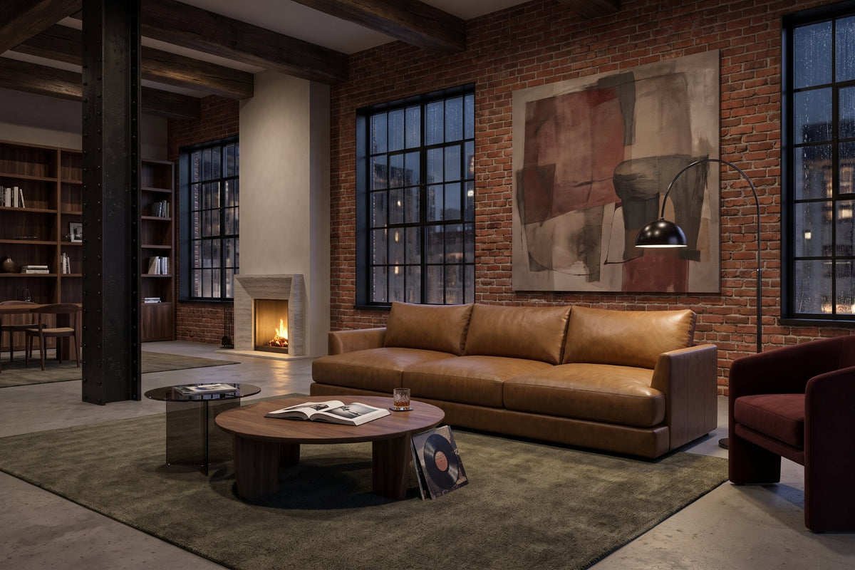 Serena sofa in distressed Italian aniline leather