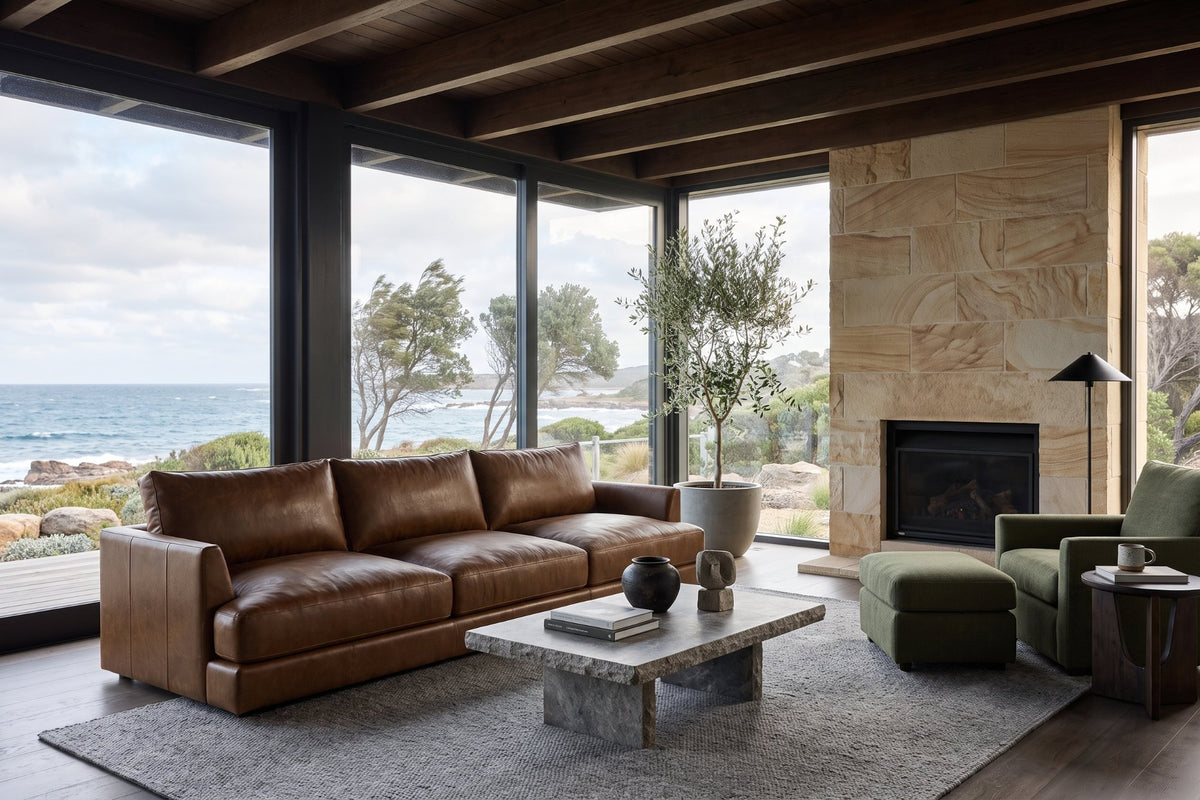 Serena sofa in distressed Italian aniline leather