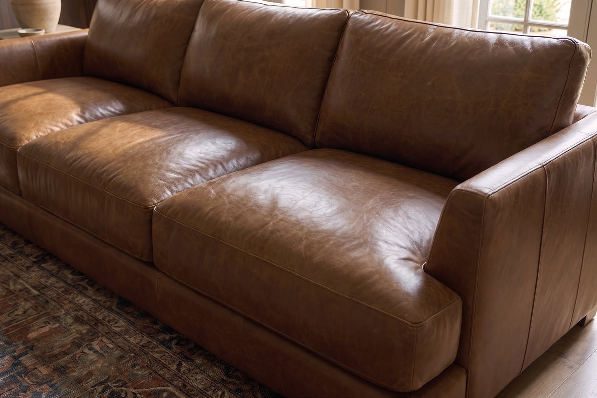 Serena sofa in distressed Italian aniline leather