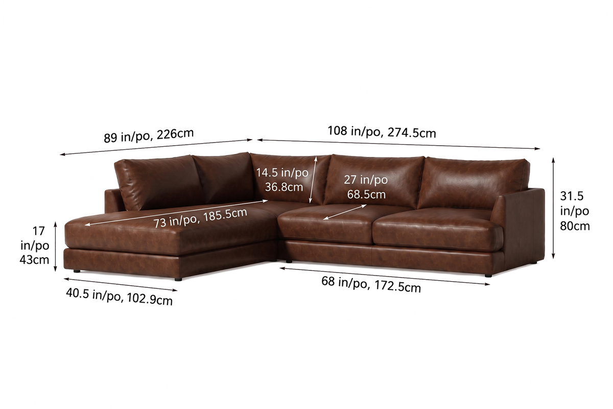 Serena Distressed Leather Sectional Sofa