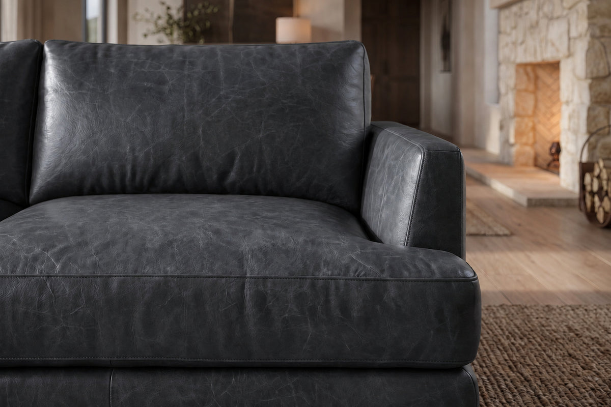 Serena Distressed Leather Sectional Sofa