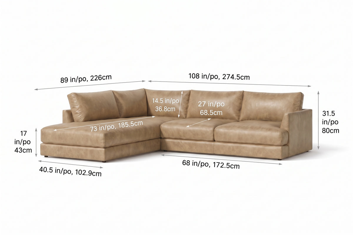 Serena Distressed Leather Sectional Sofa