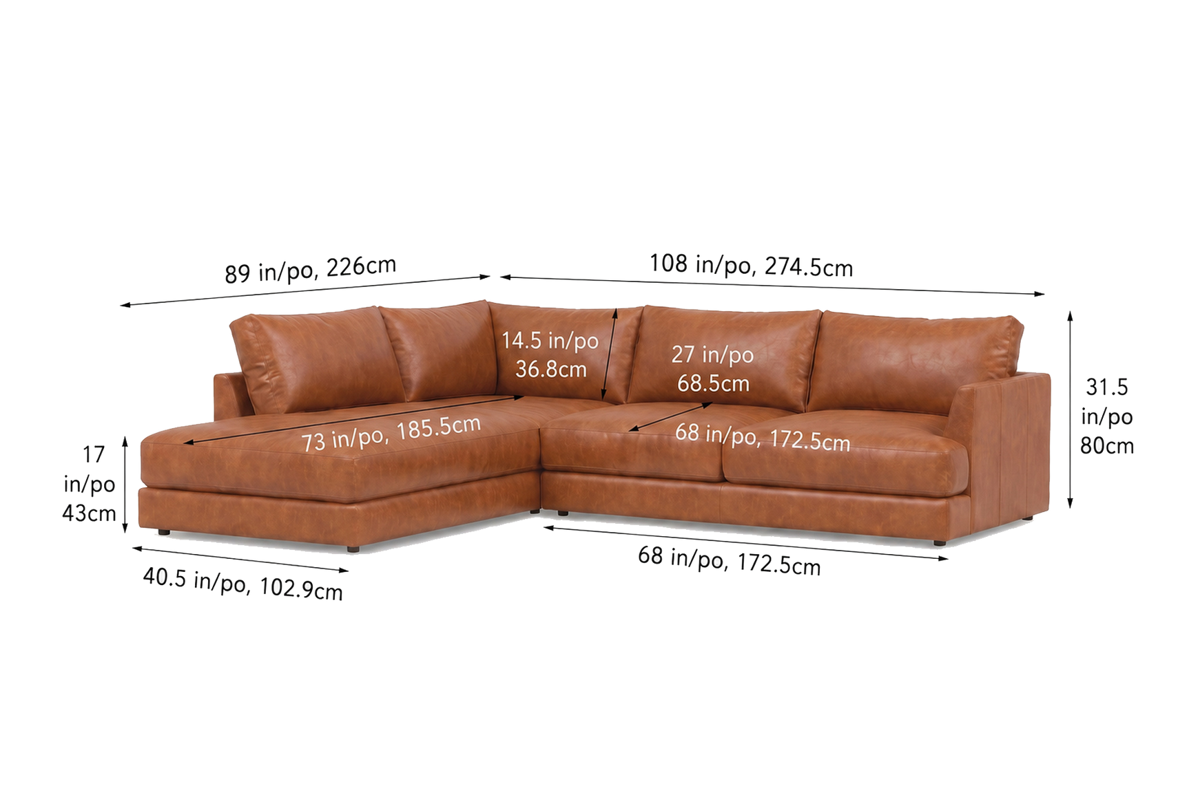 Serena Distressed Leather Sectional Sofa