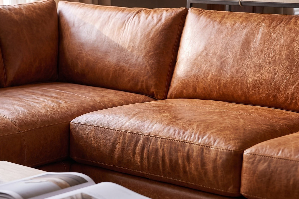 Serena Distressed Leather Sectional Sofa