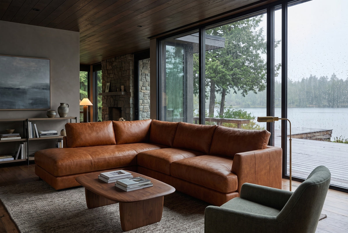 Serena Distressed Leather Sectional Sofa