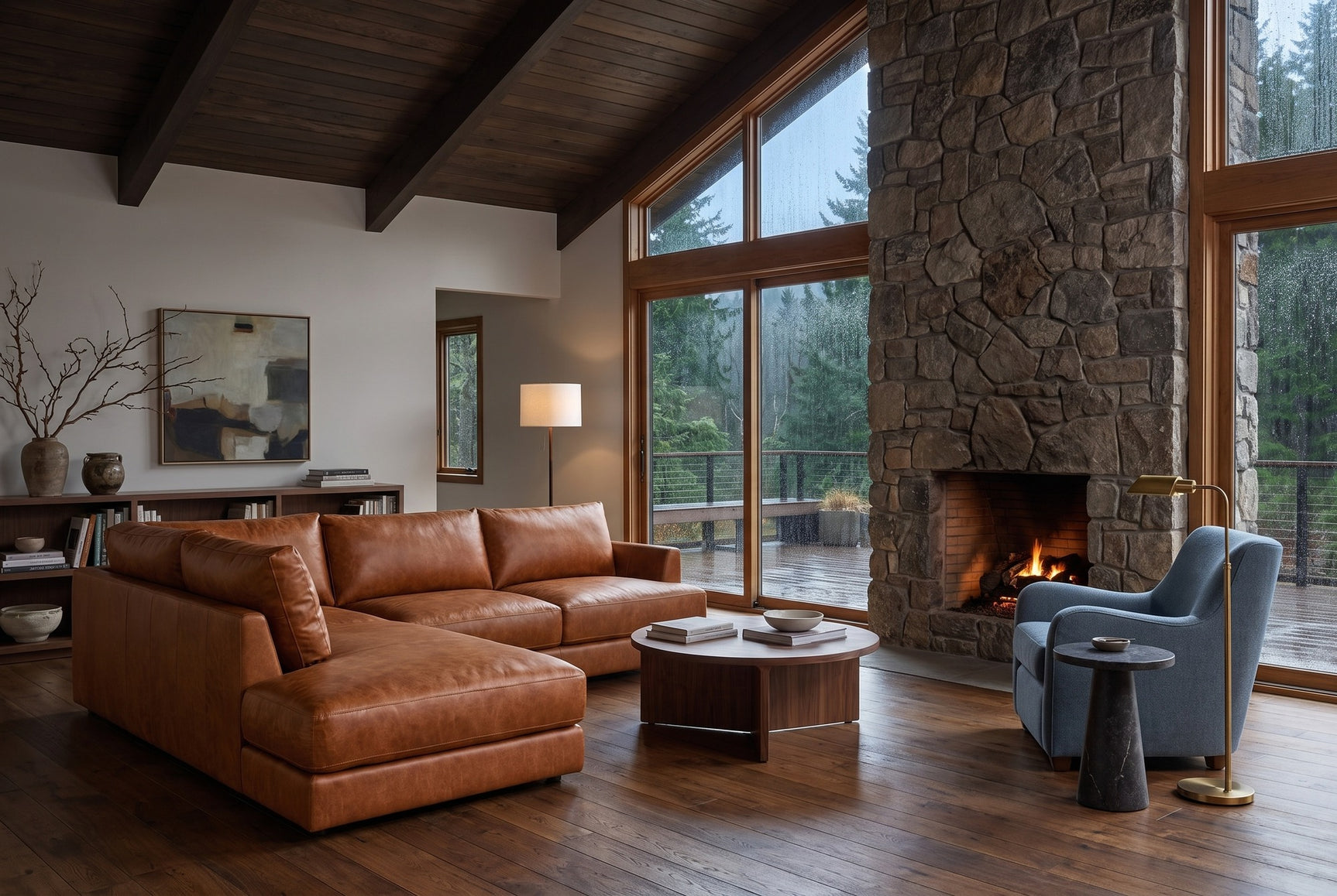Serena Distressed Leather Sectional Sofa