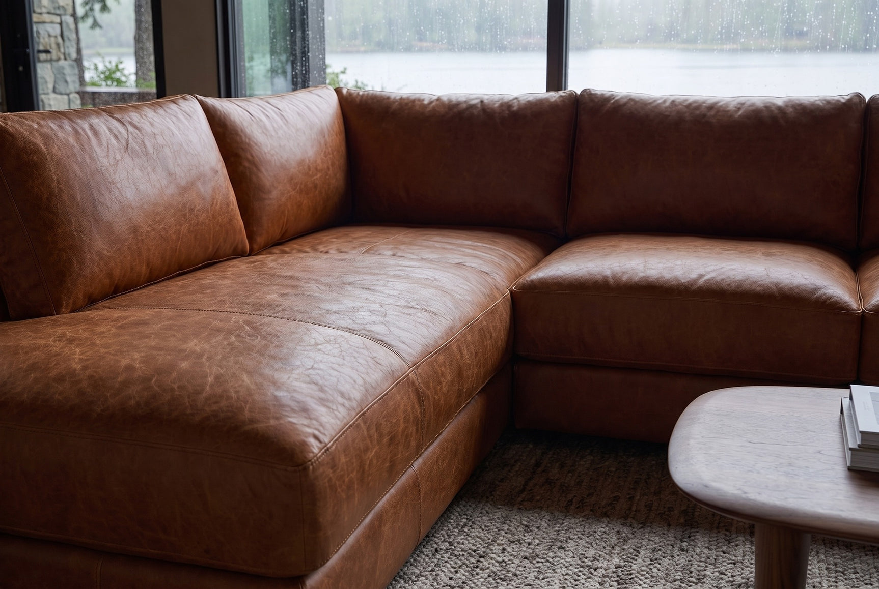 Serena Distressed Leather Sectional Sofa
