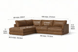 Serena chaise Sectional in distressed Italian aniline leather
