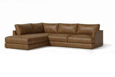 Serena chaise Sectional in distressed Italian aniline leather