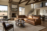 Serena chaise Sectional in distressed Italian aniline leather