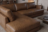 Serena chaise Sectional in distressed Italian aniline leather