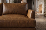Serena chaise Sectional in distressed Italian aniline leather