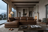 Serena chaise Sectional in distressed Italian aniline leather
