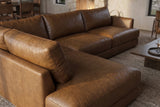 Serena chaise Sectional in distressed Italian aniline leather