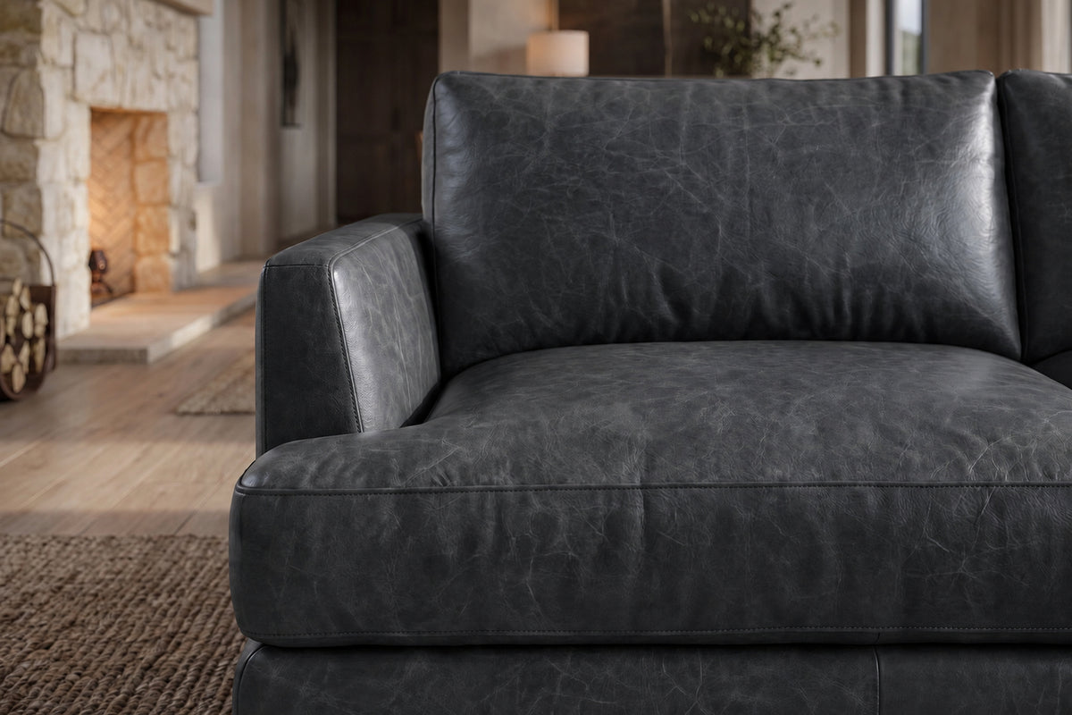 Serena Distressed Leather Sectional Sofa