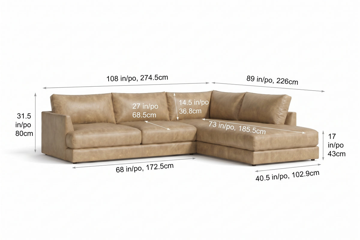 Serena Distressed Leather Sectional Sofa