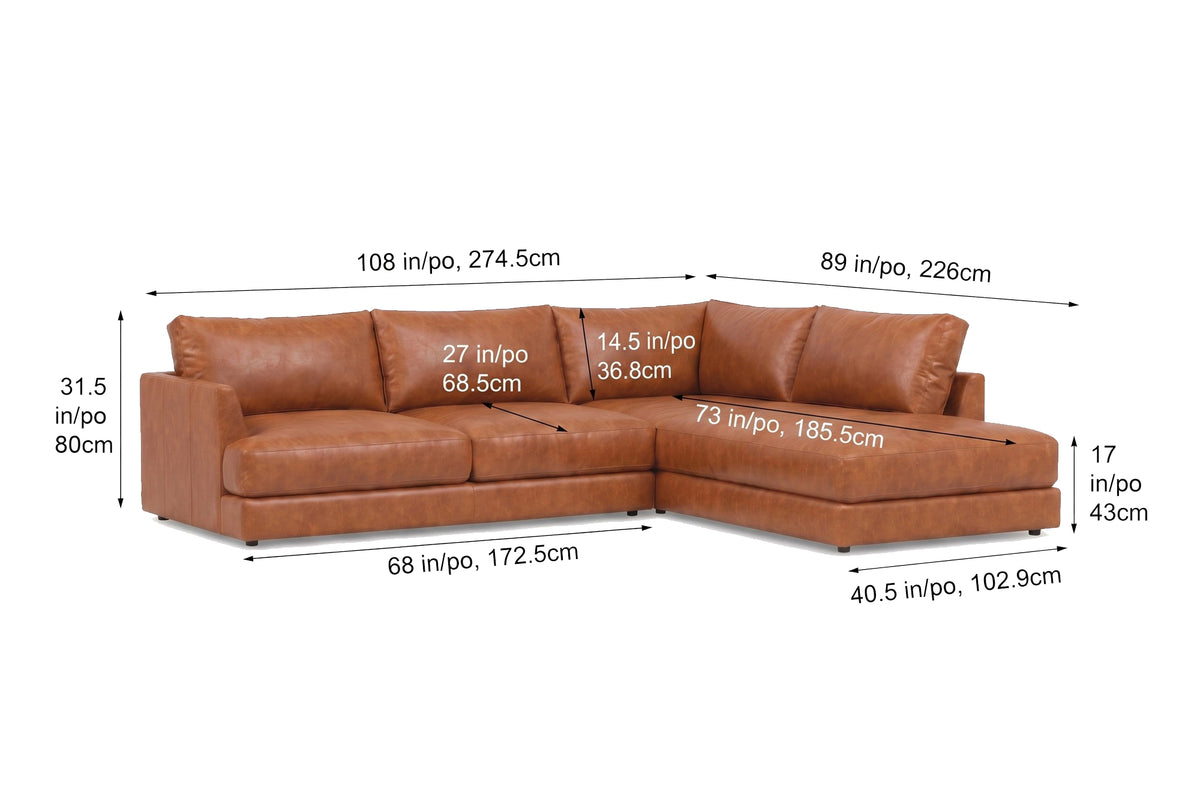 Serena Distressed Leather Sectional Sofa