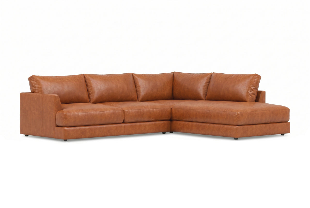 Serena Distressed Leather Sectional Sofa