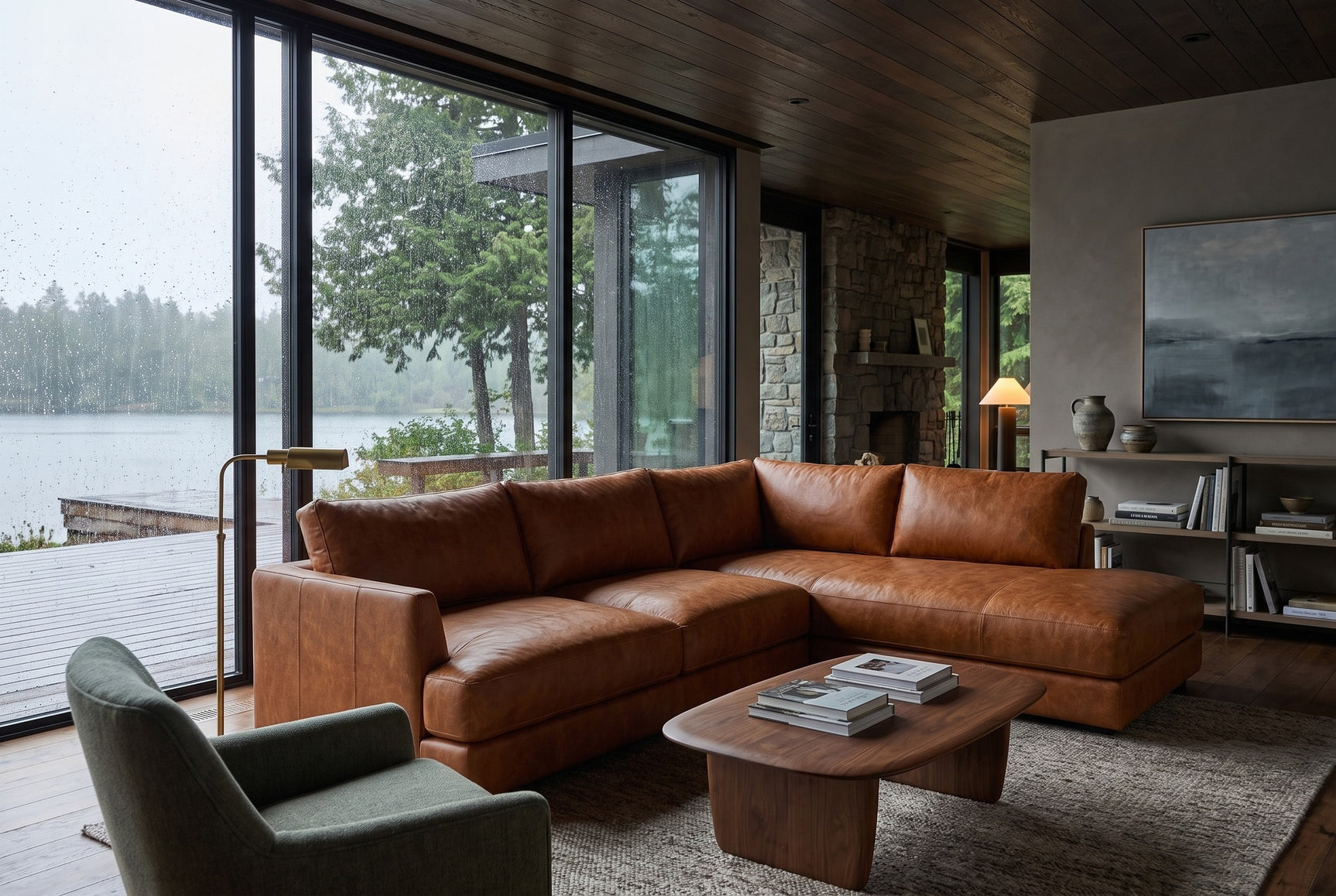 Serena Distressed Leather Sectional Sofa
