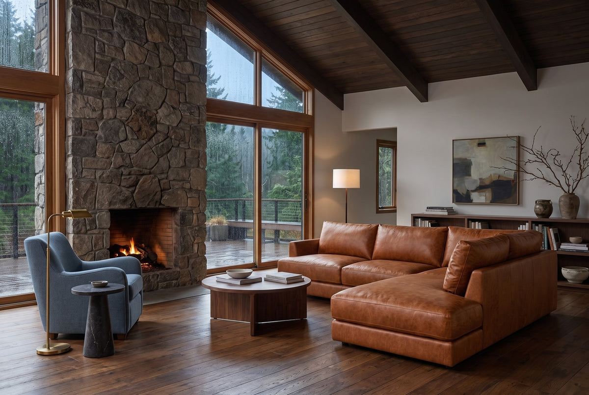 Serena Distressed Leather Sectional Sofa