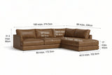 Serena chaise Sectional in distressed Italian aniline leather