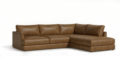 Serena chaise Sectional in distressed Italian aniline leather