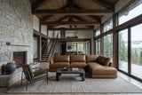 Serena chaise Sectional in distressed Italian aniline leather