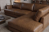 Serena chaise Sectional in distressed Italian aniline leather